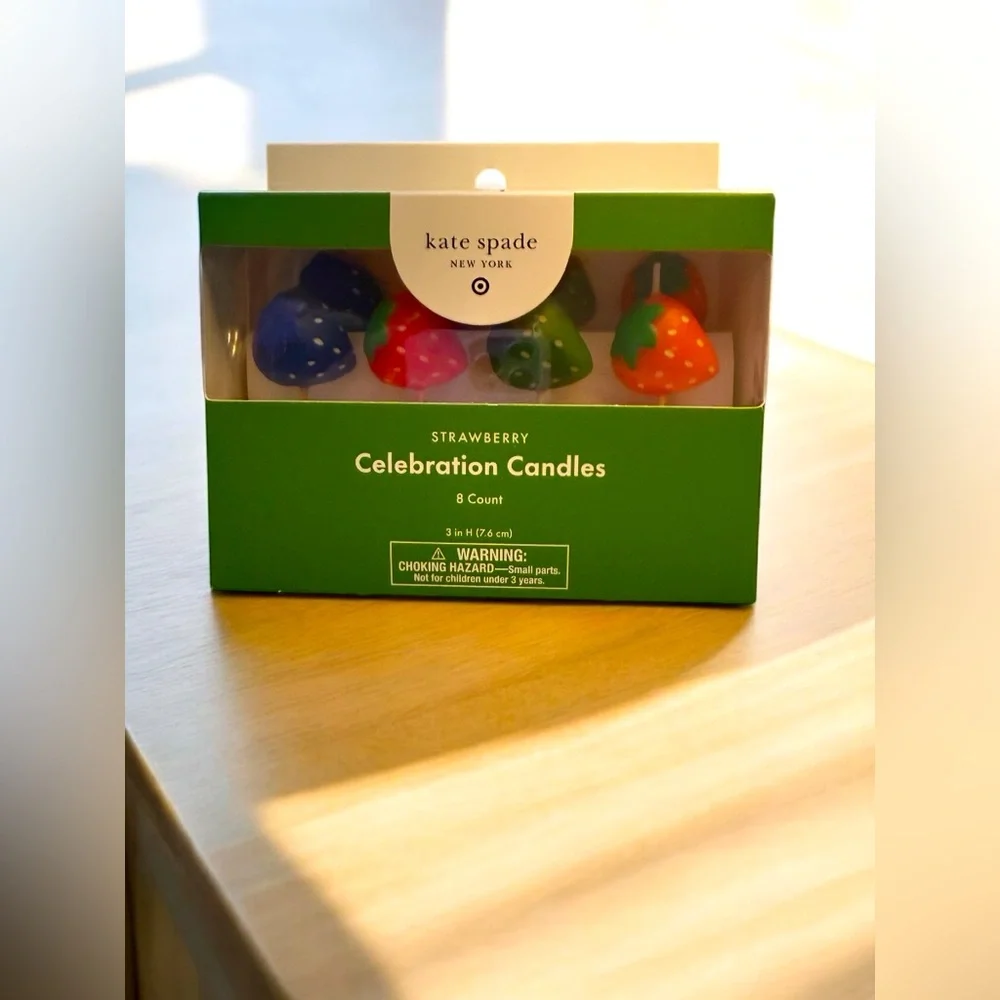 Kate Spade X Target: Celebration Candles - Multicolor Strawberry Design. 8 Count